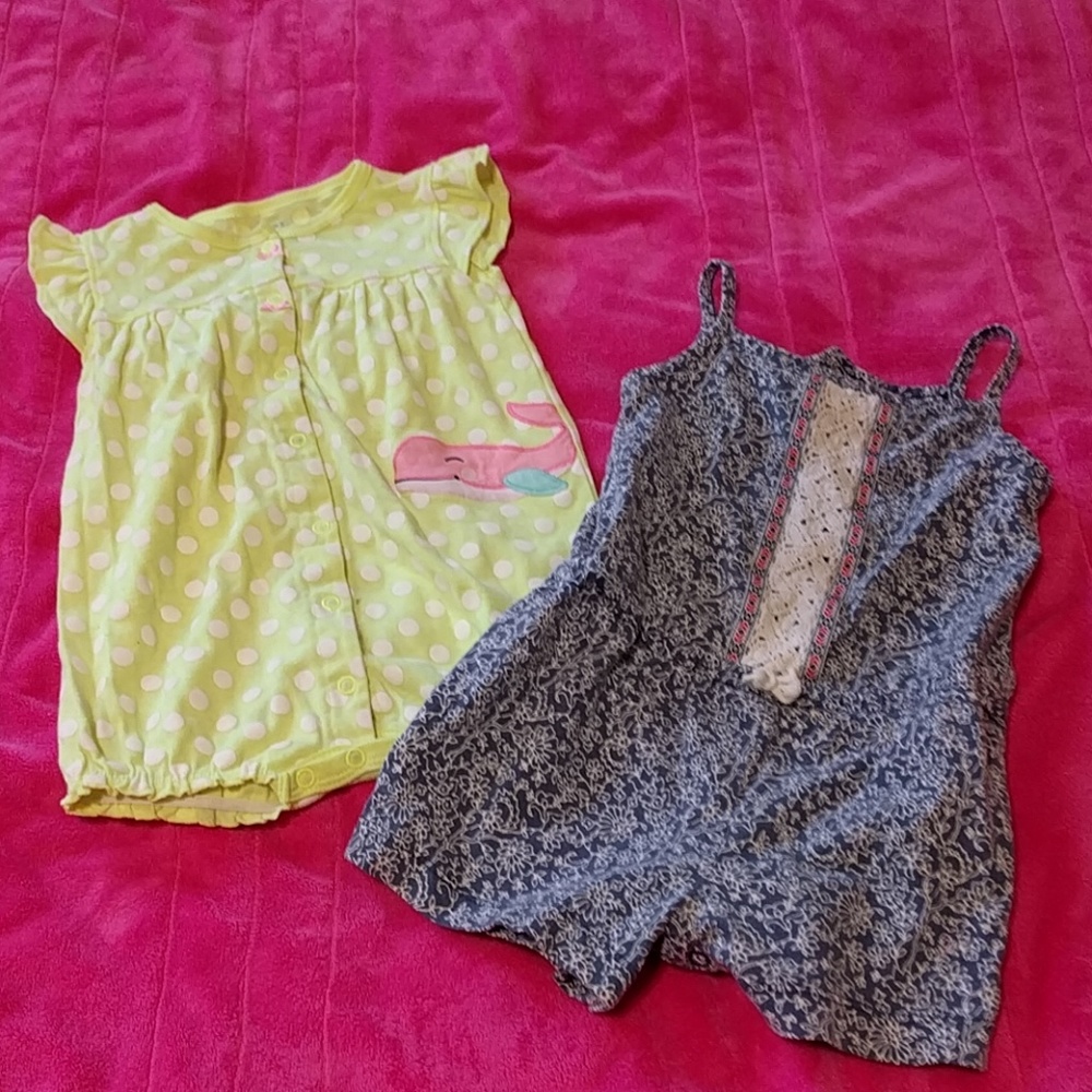 Baby Girl Romper Set Bundle Shorts Cute Onesie 24m